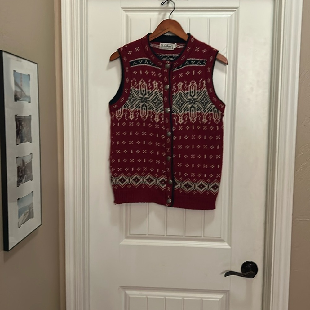 Vintage L.L.Beans Small isle Norwegian Patterned Button-Up Vest